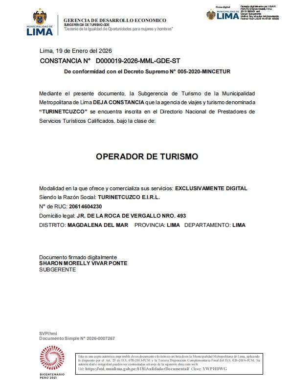 CONSTANCIA MINCETUR