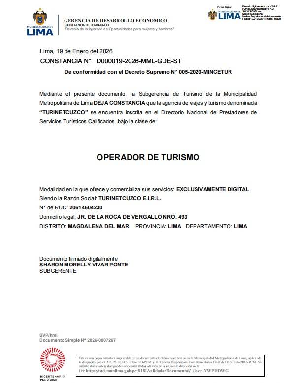 CONSTANCIA MINCETUR